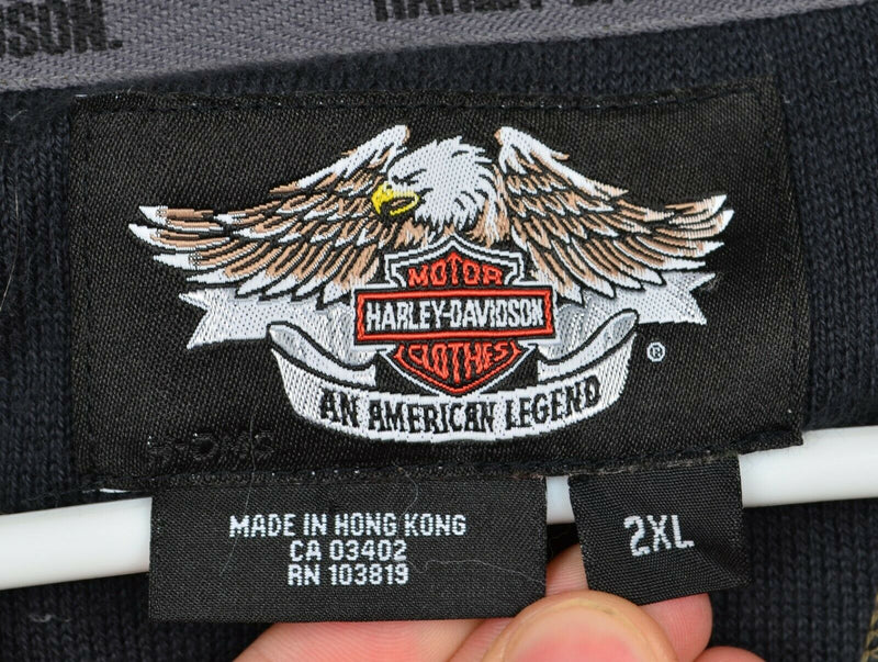 Harley-Davidson Men's Sz 2XL Embroidered Eagle Logo Olive Green Pullover Sweater