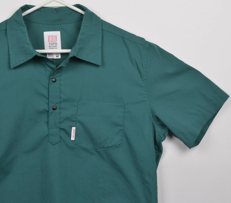 Topo Designs Men's Medium Green Snap Button USA Made Pocket Short Sleeve Shirt