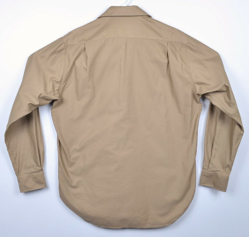 Allen Edmonds Men's Sz Large Tan Made in USA Long Sleeve Button-Front Shirt