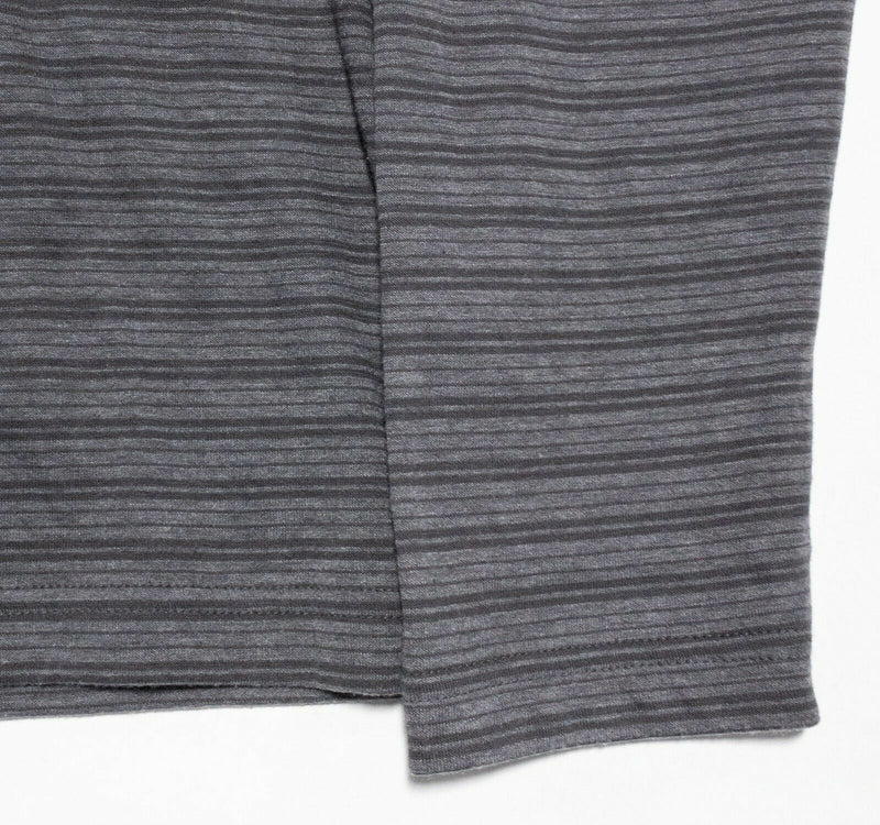Travis Mathew Henley Shirt Gray Striped Cotton Blend Long Sleeve Men's Large