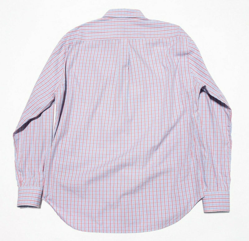 Gitman Bros. Vintage Large Men Shirt Long Sleeve Button-Front USA Red Blue Check