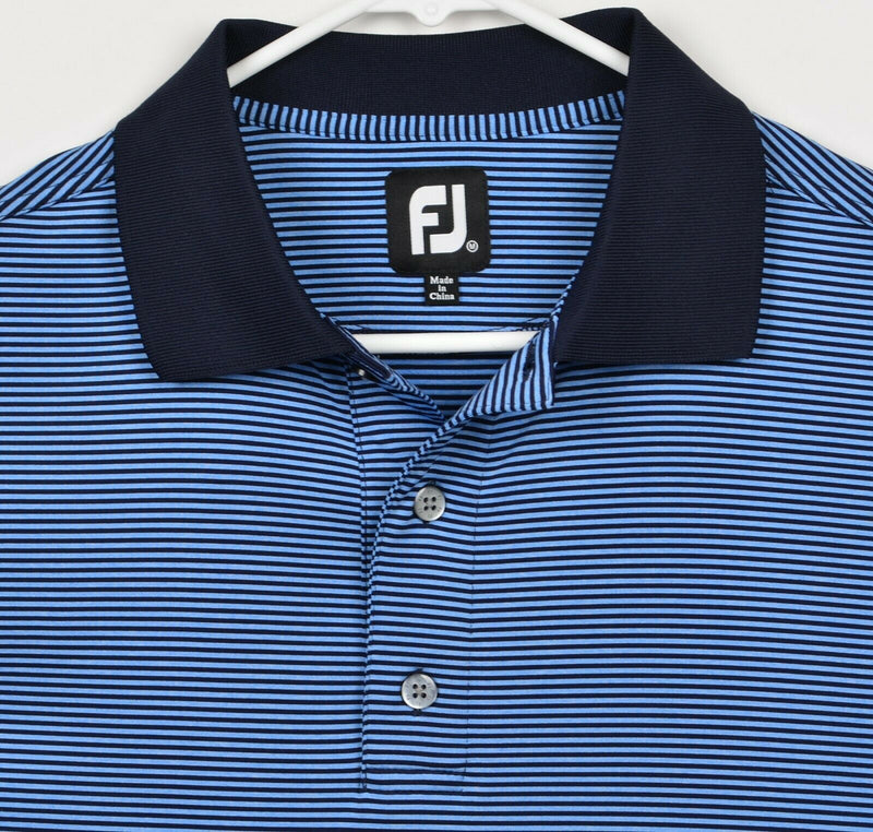 FootJoy Men's Sz Medium Blue Striped FJ Performance Golf Polo Shirt Idlewild