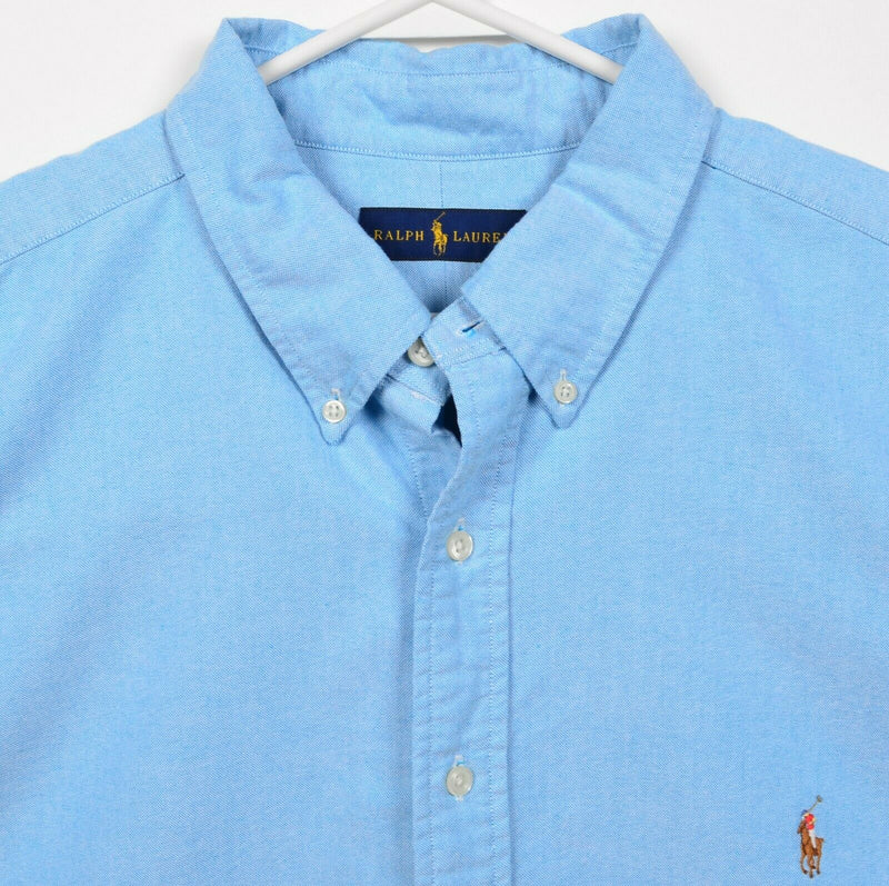 Polo Ralph Lauren Men's 2XB (2XL Big) Blue Short Sleeve Oxford Button-Down Shirt