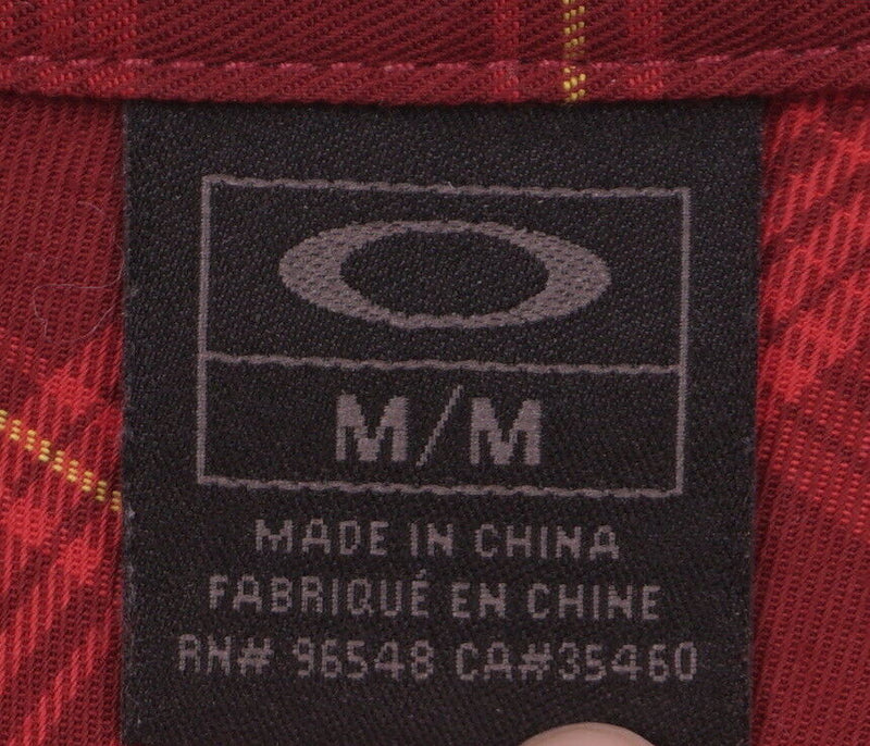 Oakley Men's Medium Red Plaid Cotton Poly Blend Long Sleeve Button-Front Shirt