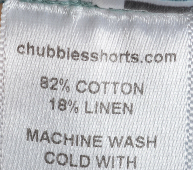 Chubbies The Nutter Men's Large Cotton Linen Blend Blue USA Button-Front Shirt