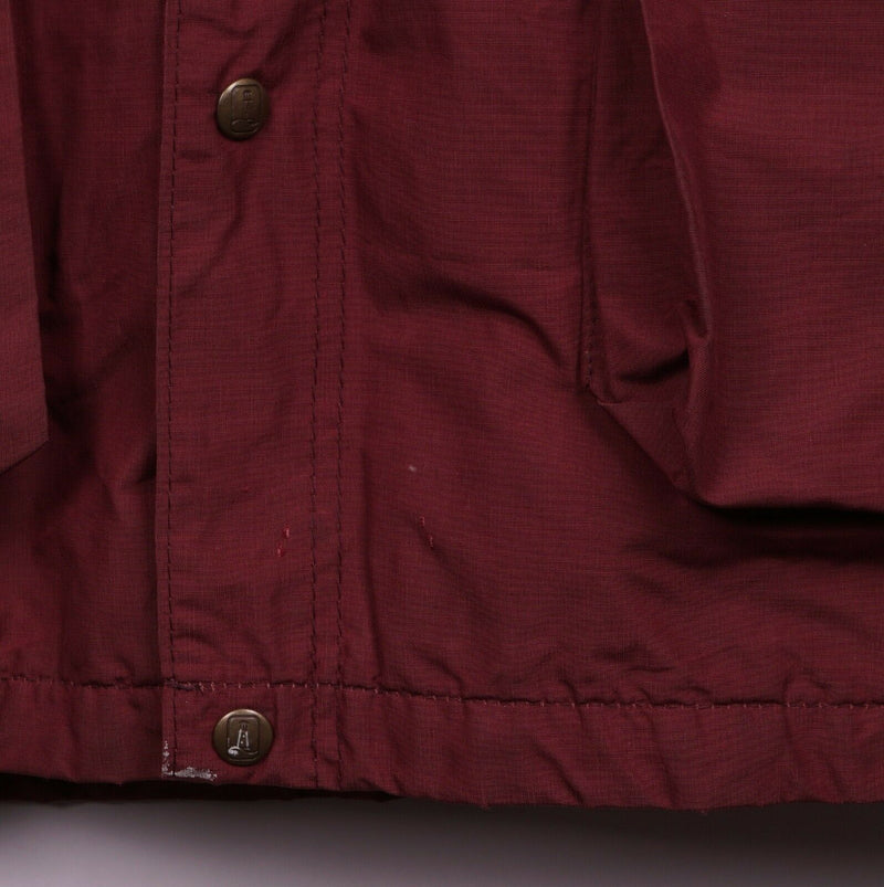 Vtg 80s Lands' End Men's Sz Large Wool Lined Red Pockets Hooded DAMAGED Jacket