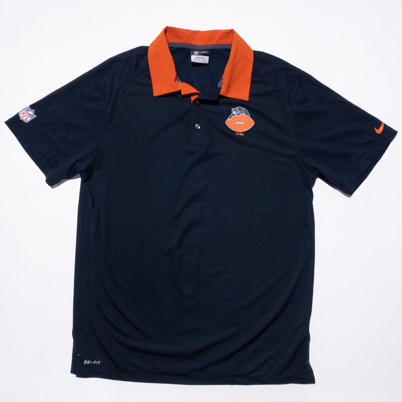 Chicago Bears Nike Polo Men's Large Shirt Retro 1946 Logo On Field Blue Orange