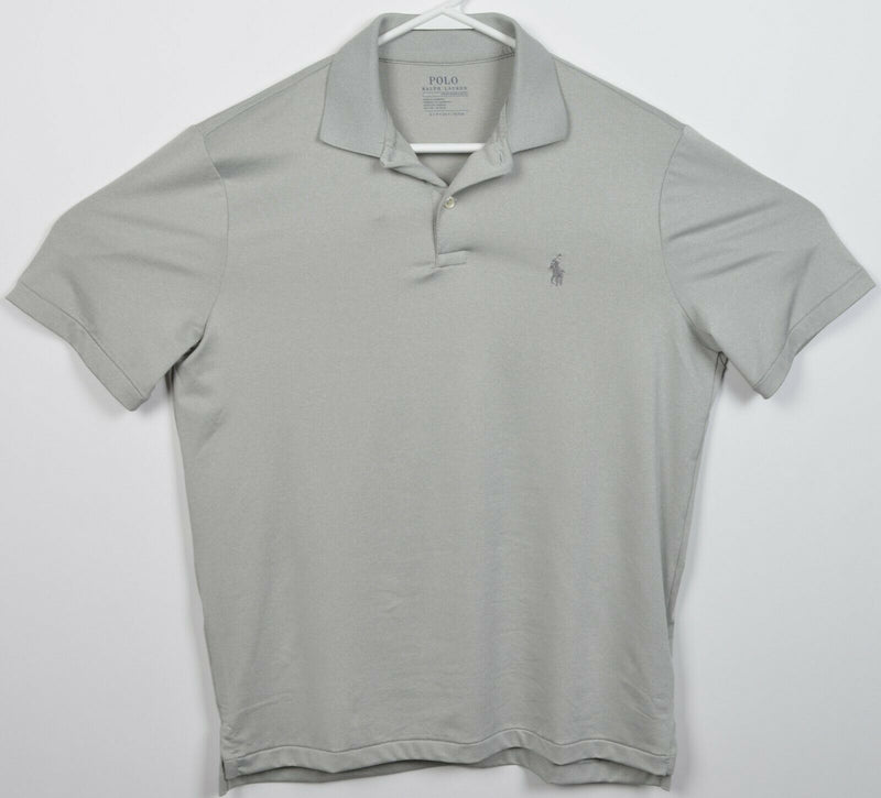 Polo Ralph Lauren Performance Men Small Solid Gray Pony Wicking Golf Polo Shirt