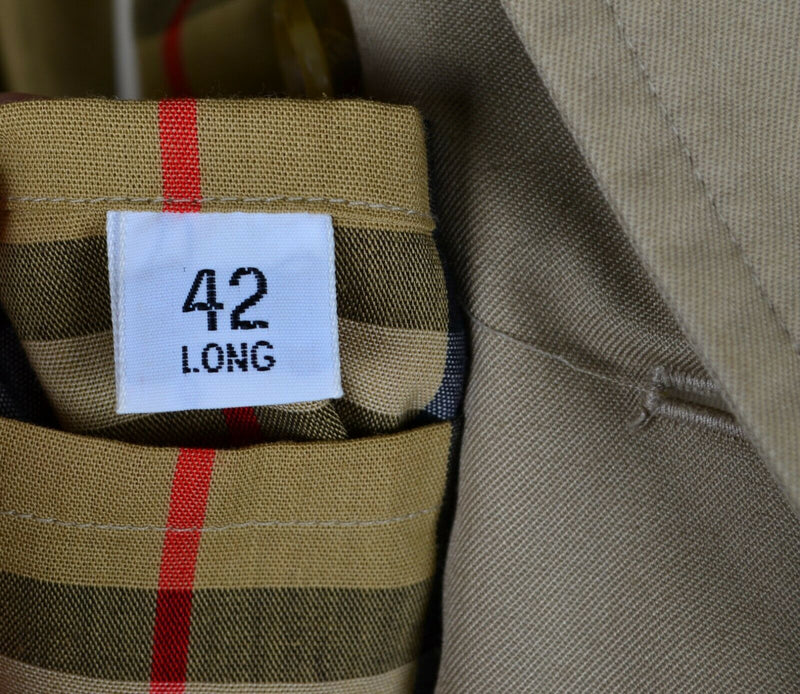 Vintage 80s Burberrys Men's 42 Long Nova Check Lined Double-Breasted Trench Coat