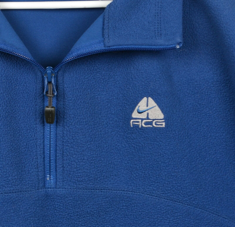 Vintage 90s Nike ACG Men's Large Therma Fit Blue 1/4 Zip Pullover Fleece Jacket