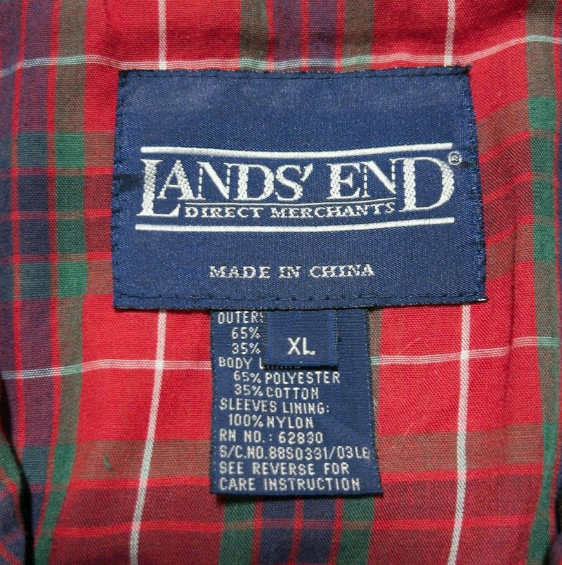 Lands' End Men's XL Flannel Lined Solid Beige Full Zip Bomber Harrington Jacket