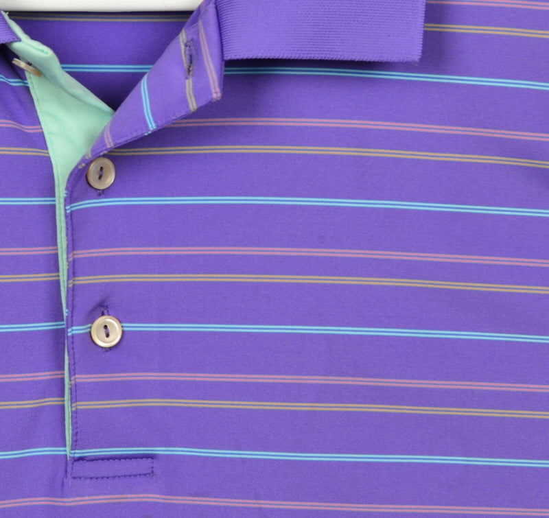 Peter Millar Men's Sz Large/XL? Summer Comfort Purple Stripe Golf Polo Shirt