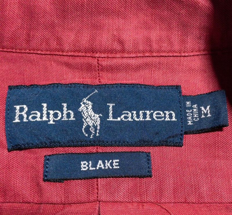 Polo Ralph Lauren Silk Linen Shirt Mens Medium Long Sleeve Button-Down Red Blake