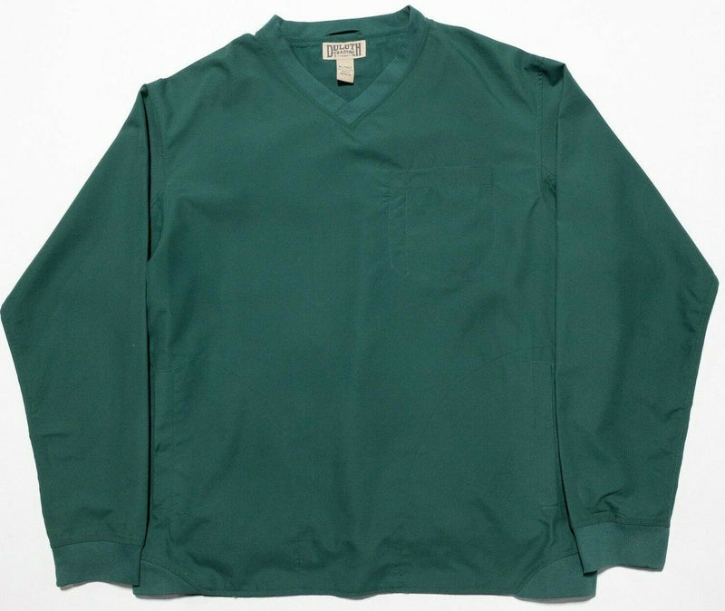 Duluth Trading Jacket Men's XLT (XL Tall) Solid Green V-Neck Windbreaker