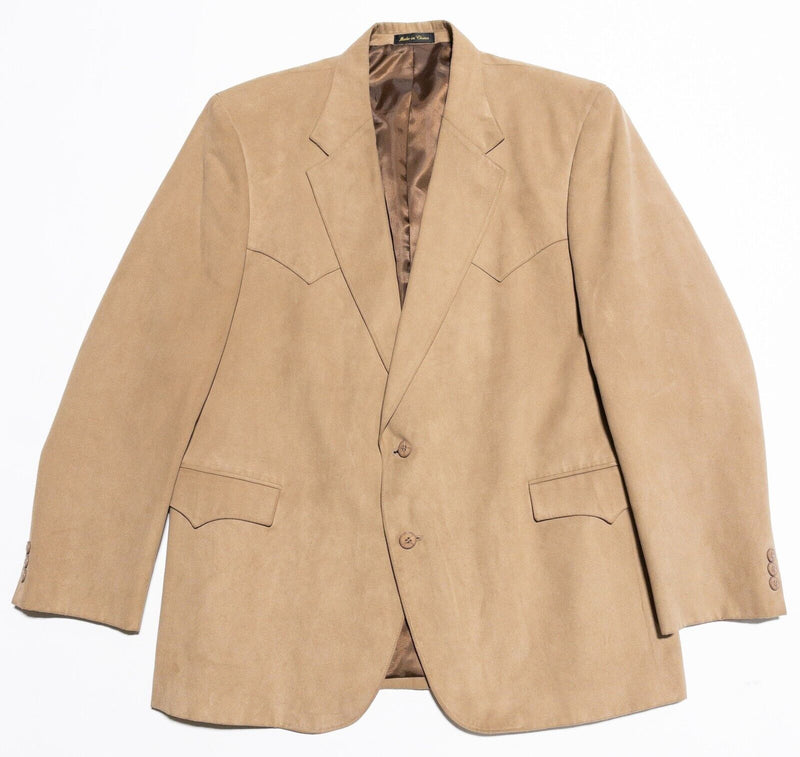 Circle S Western Blazer Jacket Men's 46R Suede Style Camel Tan Brown 2-Button