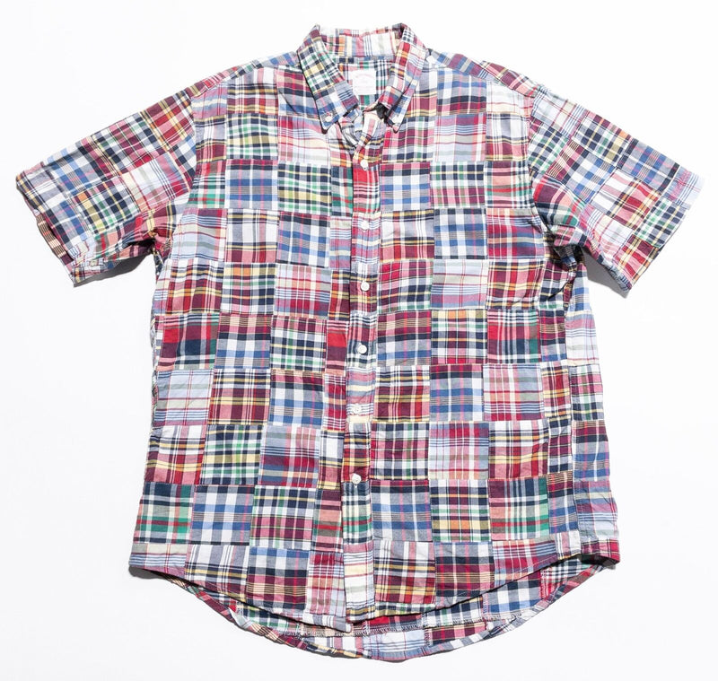 Brooks Brothers Patchwork Shirt Men's Colorful Plaid Madras Button-Down Preppy