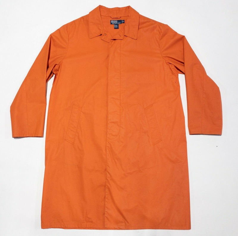 Polo Ralph Lauren Men's XL Rain Coat Solid Orange Button-Front Collared