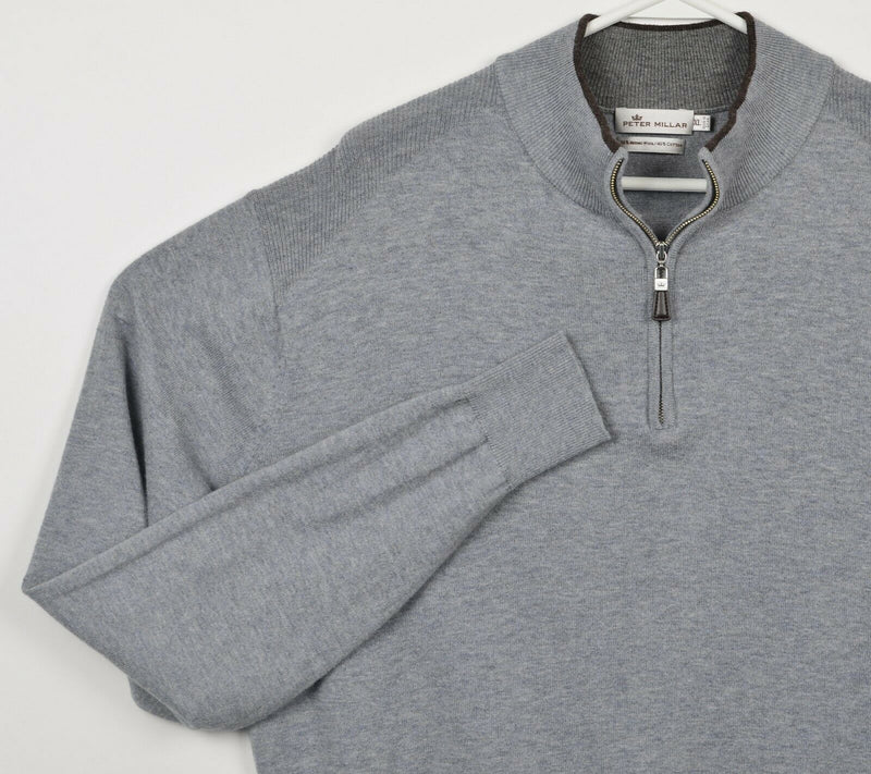 Peter Millar Men's XL? (STRETCHED) Merino Wool Gray 1/4 Zip Golf Sweater