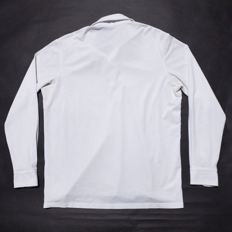 Greyson Golf Polo Men's Large Long Sleeve Shirt Solid White Cotton Nylon Blend