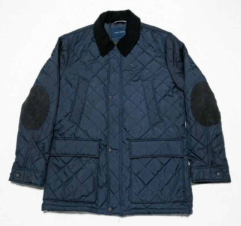 Cole Haan Men's Large Navy Blue Corduroy Collar Quilt Barn Coat Field Jacket