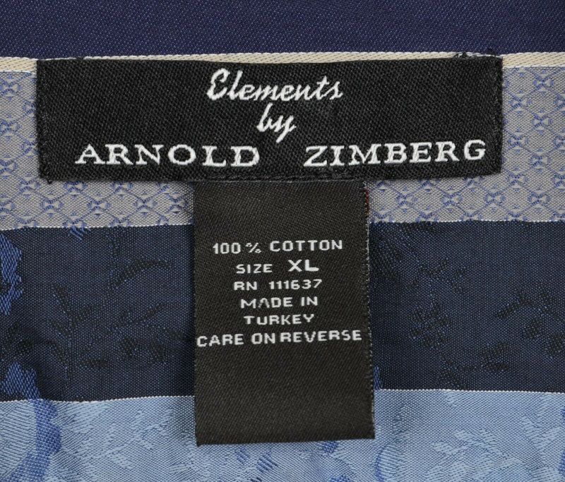 Elements By Arnold Zimberg Men's Sz XL Paisley Striped Blue Gray Flip Cuff Shirt