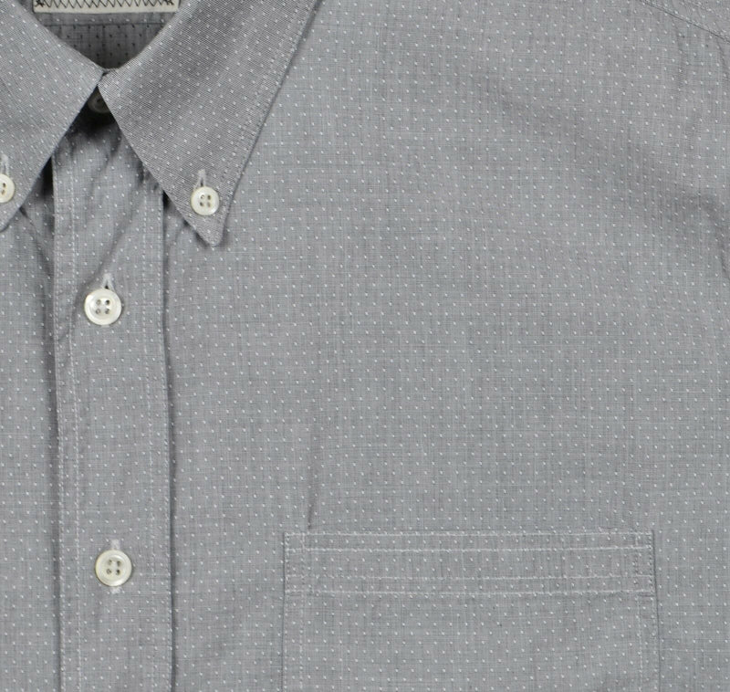 Billy Reid Men's Sz Medium Standard Cut Gray Polka Dot Button-Front Shirt