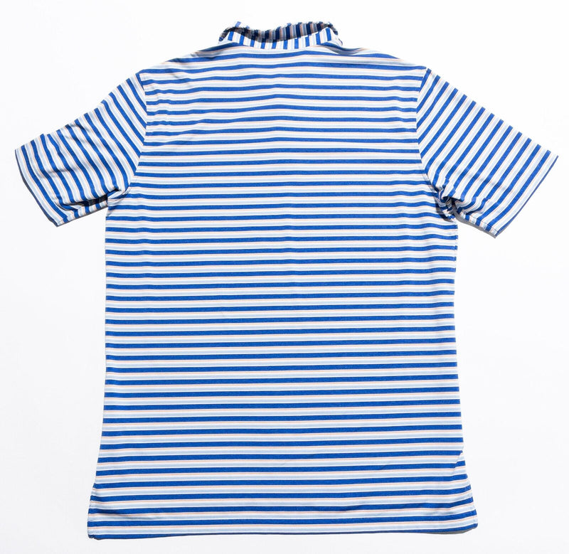 Peter Millar Summer Comfort Polo Large Men's Shirt Blue Striped Wicking Golf