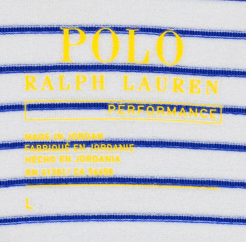 Polo Ralph Lauren Performance Boy's Large Blue White Striped Wicking Polo Shirt