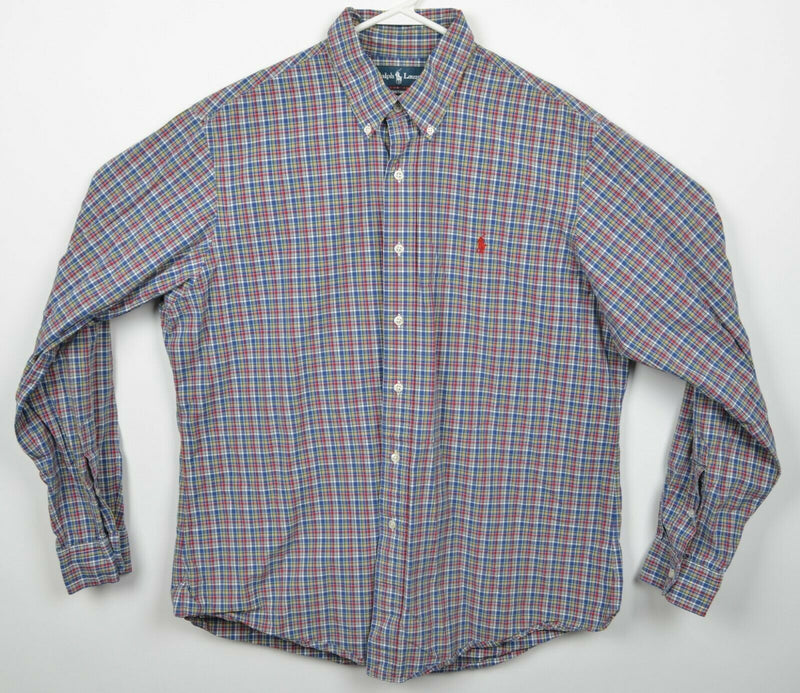 Polo Ralph Lauren Men's XL Custom Fit Blue Red Plaid Button-Down Shirt