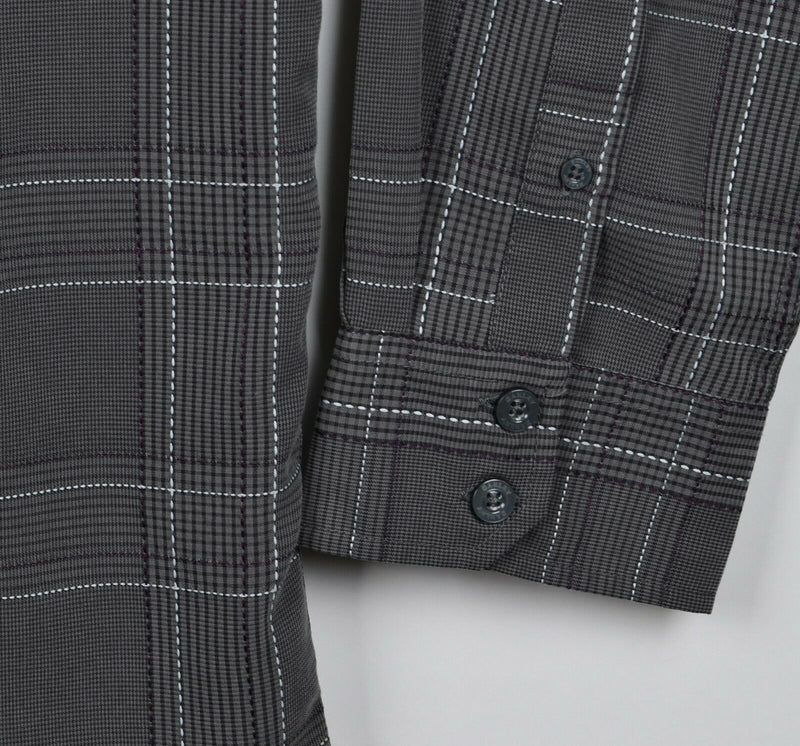 Oakley Forged Goods Men's XL Modal Blend Gray Plaid Button-Front Shirt