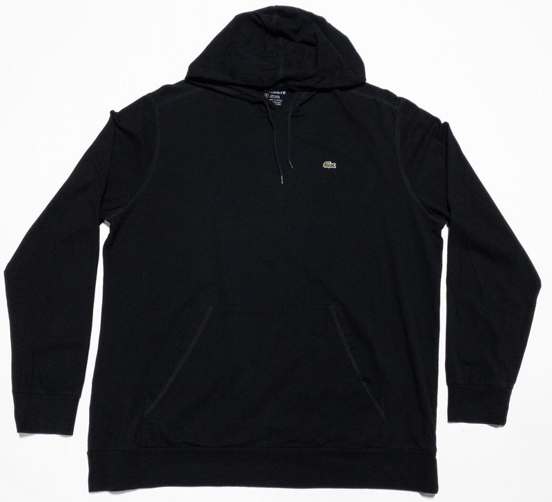 Lacoste Hoodie Men's 9 Pullover Knit Solid Black Alligator Croc Logo Designer