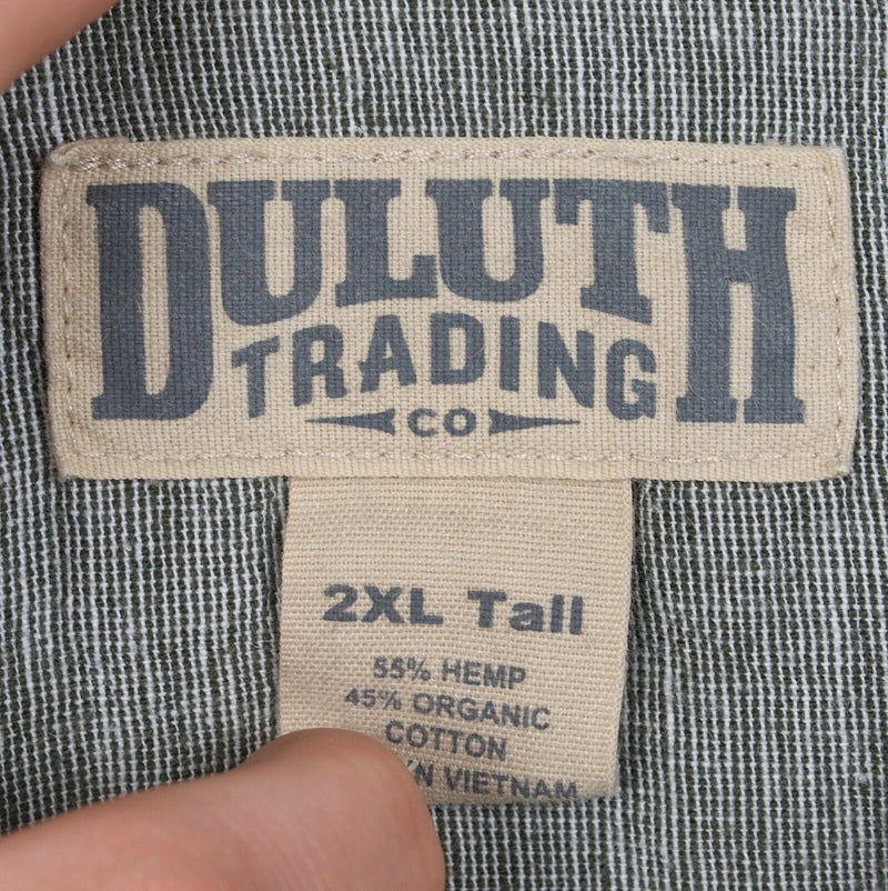 Duluth Trading Co Men's 2XLT Hemp Organic Cotton Blend Gray Button-Down Shirt