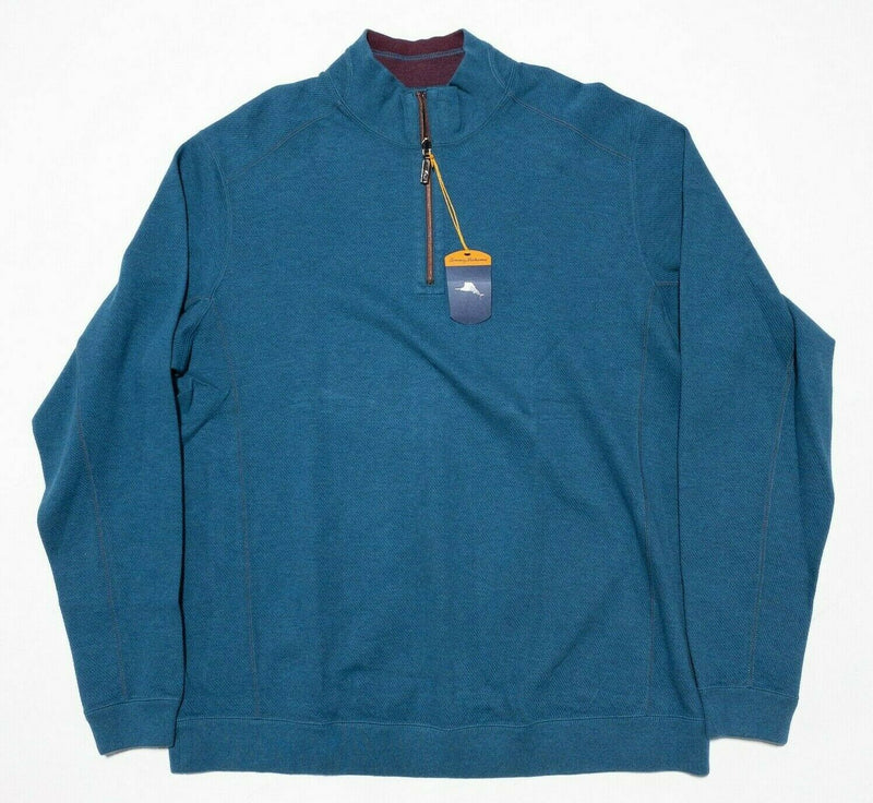Tommy Bahama Reversible 1/4 Zip Sweatshirt Blue Maroon Men's LT (Large Tall)