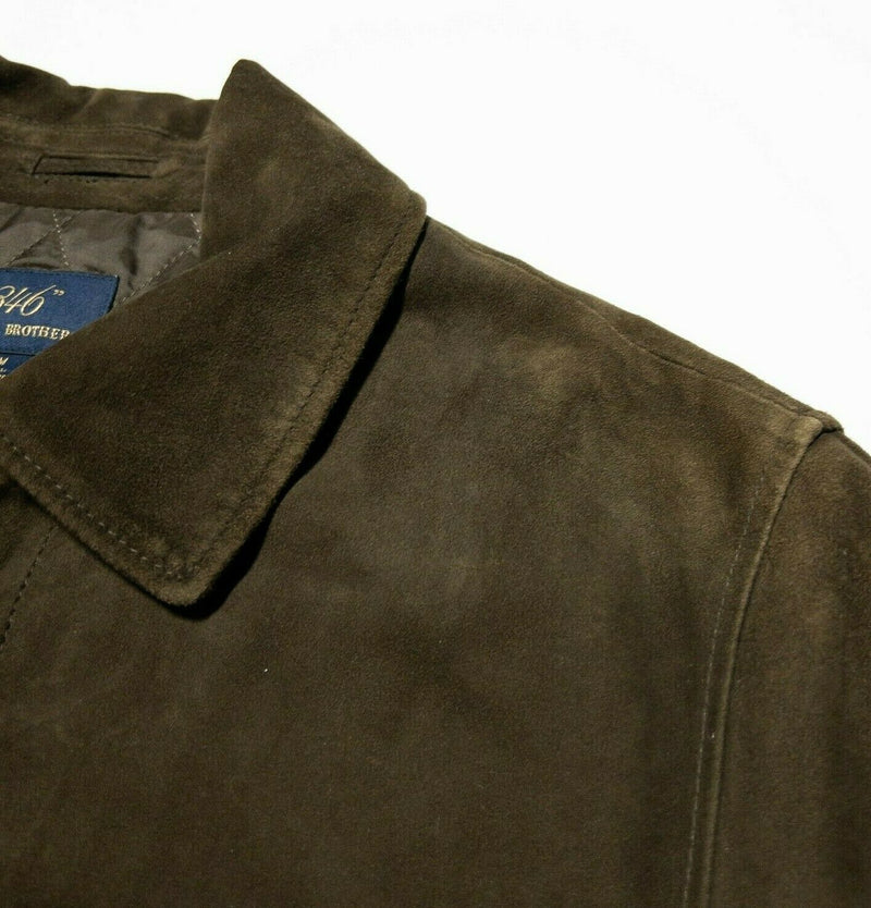 Brooks Brothers Suede Leather Bomber Jacket Lined Chocolate Brown Men's Medium