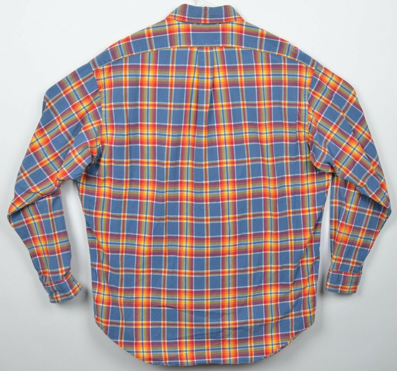 Polo Ralph Lauren Men's Large Blue Orange Red Plaid Blake Button-Down Shirt