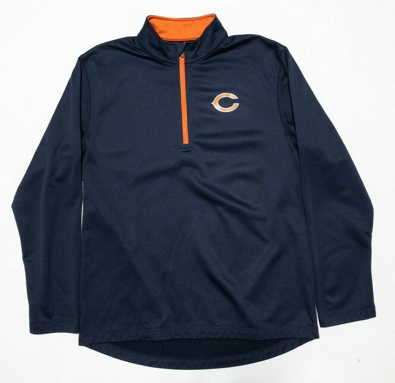 Chicago Bears 1/4 Zip Men's Large Majestic Thermabase Pullover Navy Blue Wicking