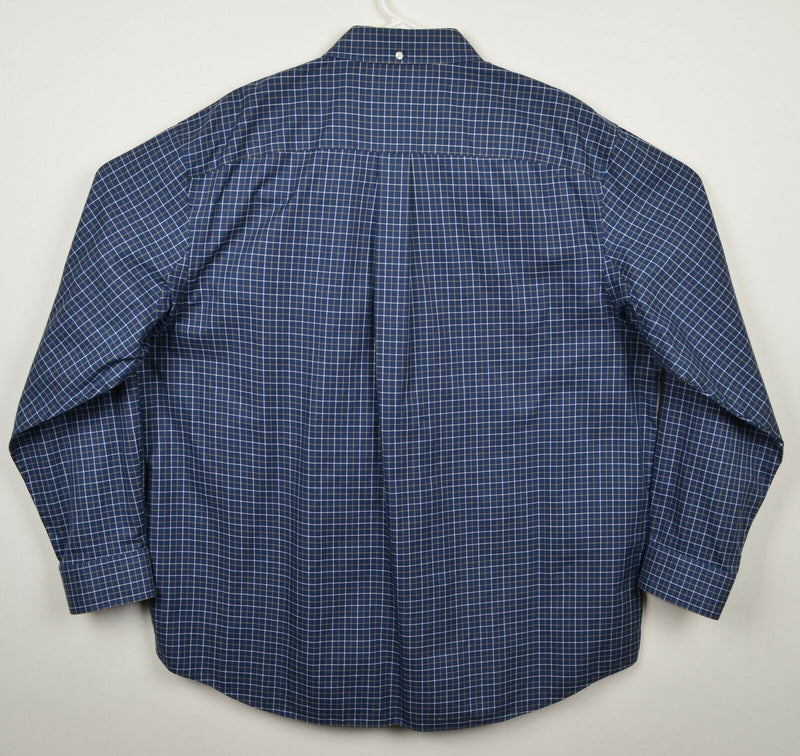 Duluth Trading Co. Men's XL Navy Blue Windowpane Plaid Button-Down Shirt