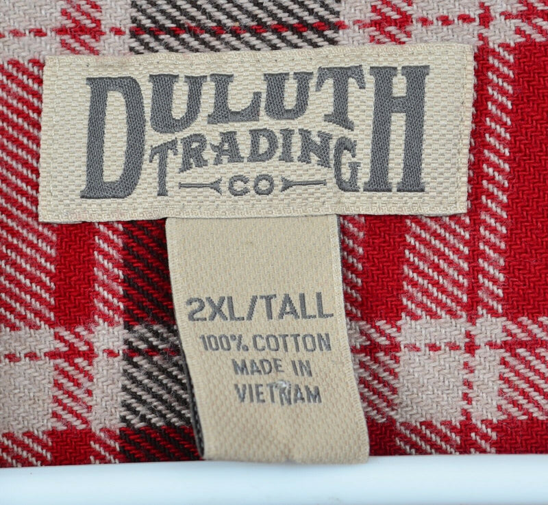 Duluth Trading Co Men's Sz 2XL Tall Red Tartan Plaid Long Sleeve Flannel Shirt