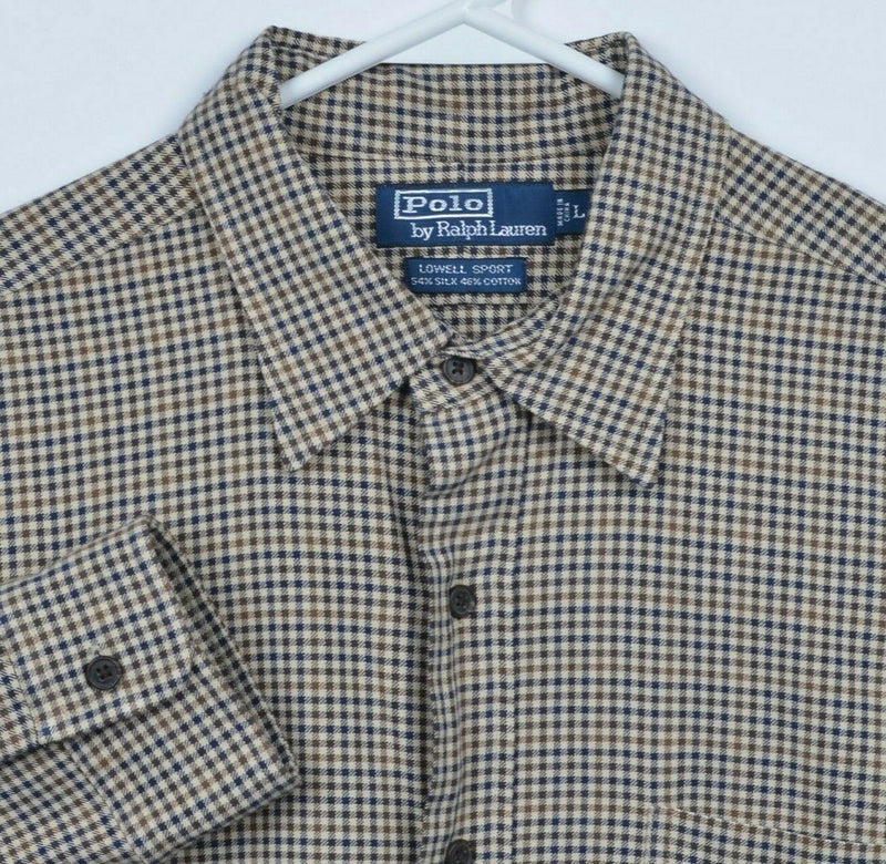 Polo Ralph Lauren Men's Large Lowell Sport Silk Blend Flannel Button-Down Shirt