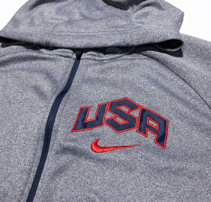 USA Basketball Hoodie Men Large Nike Full Zip Hooded Gray Nike Swoosh Sweatshirt