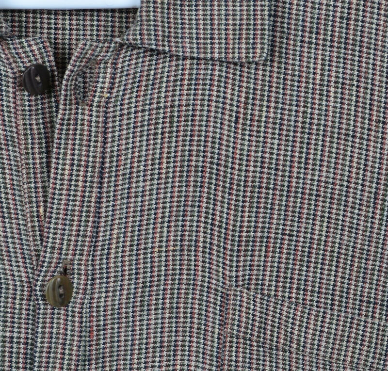 Flax by Jeanne Engelhart Men's Large 100% Linen Loose Multi-Color Plaid Shirt