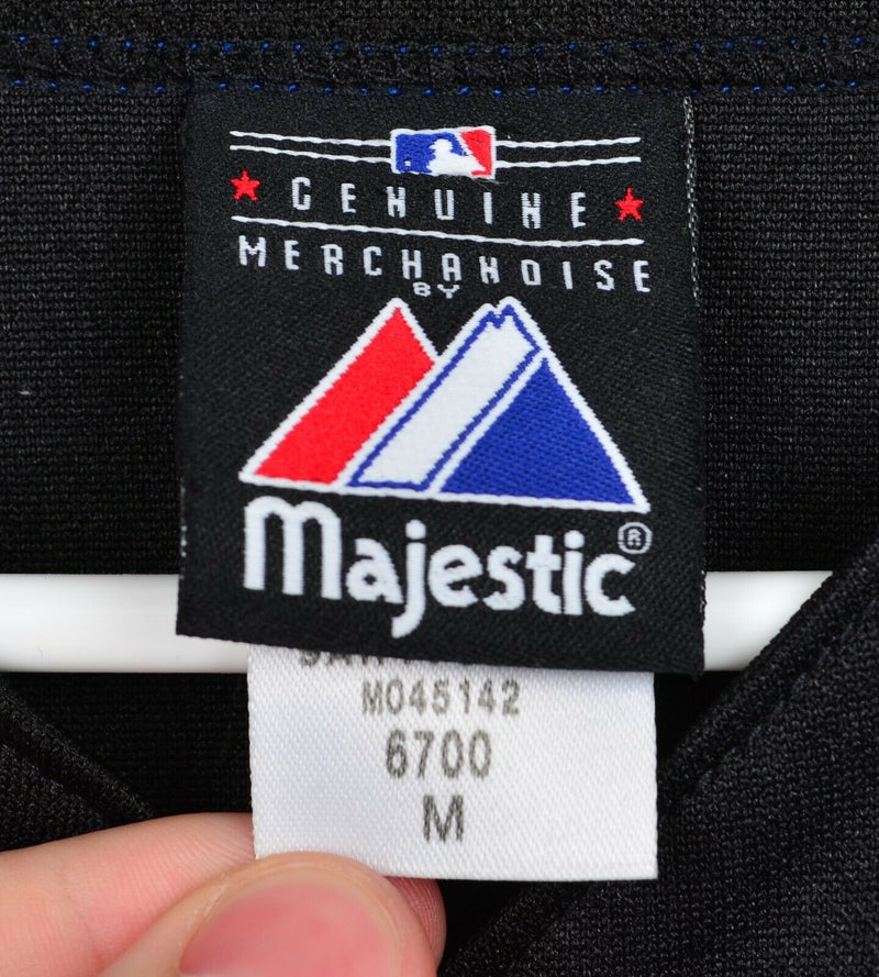 New York Mets Men's Sz Medium Majestic Black Sewn Blank Back Baseball Jersey