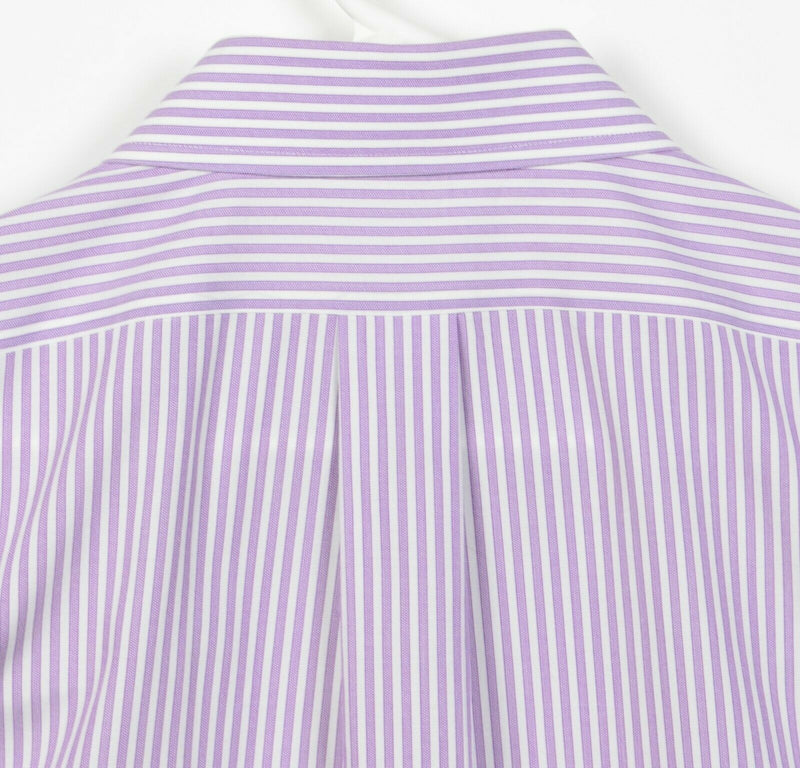 Brooks Brothers Men's 16.5/36 Non-Iron Purple Striped Cotton Spandex Blend Shirt