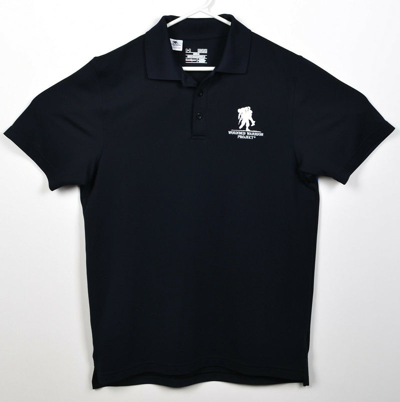 Wounded Warrior Project Men's Medium Regular Under Armor Solid Black Polo Shirt