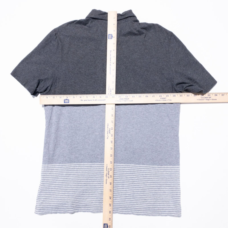 Travis Mathew Polo Shirt Men's Large Gray Colorblock Striped Pima Cotton Golf