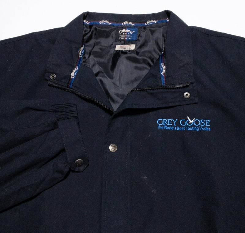 Grey Goose Vodka Jacket Men's XL Callaway Golf Full Zip Snap Black Sueded