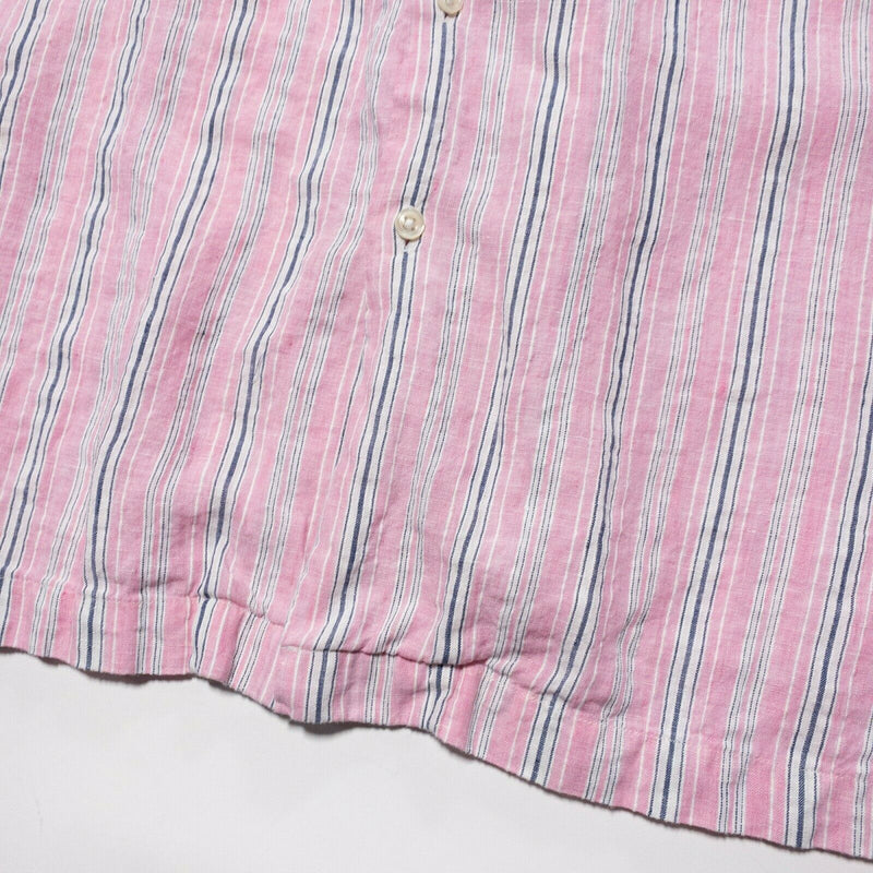 Polo Ralph Lauren Linen Shirt 2XL Men's Pink Striped Caldwell Short Sleeve