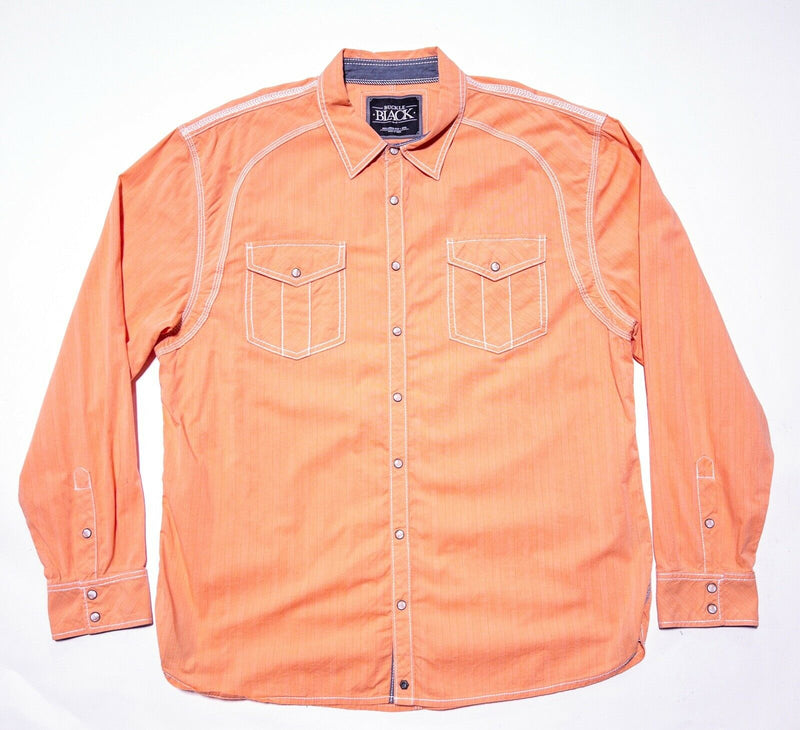 Buckle Black Pearl Snap Shirt Men's 2XL Peach Orange Rockabilly Western BKE