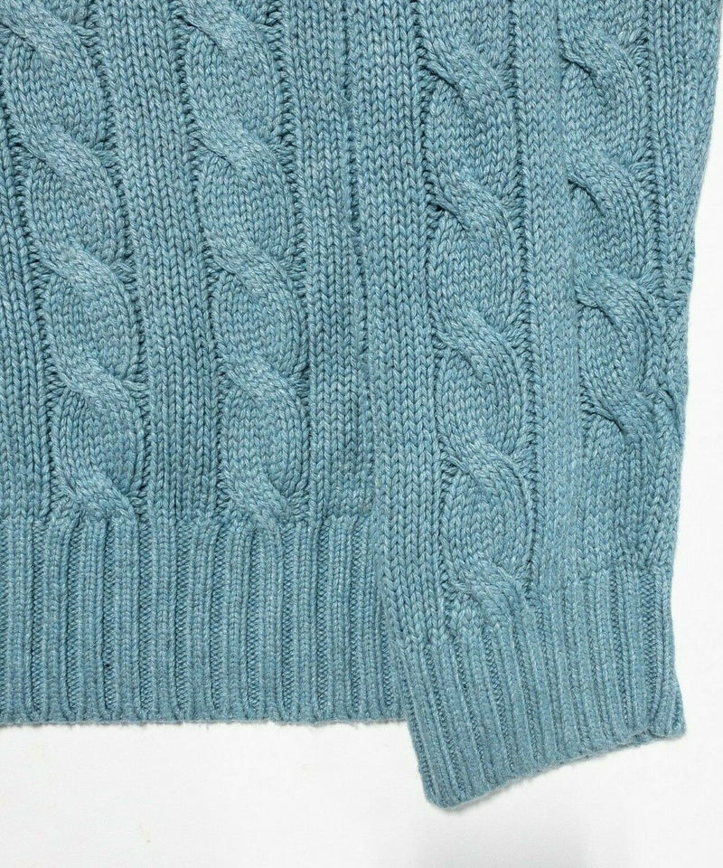 Polo Ralph Lauren Men's XL Blue/Green Cable-Knit 100% Silk Toggle 90s Sweater