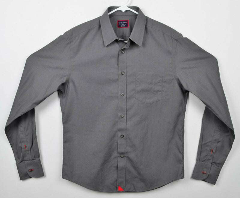 UNTUCKit Men's Sz Small Slim Fit Wrinkle Free Solid Gray Button-Front Shirt